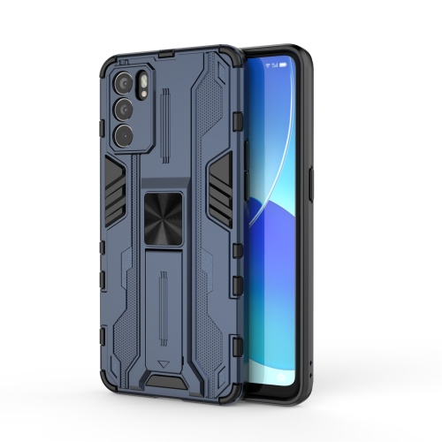 

For OPPO Reno6 Pro 5G Supersonic PC + TPU Shock-proof Protective Case with Holder(Dark Blue)