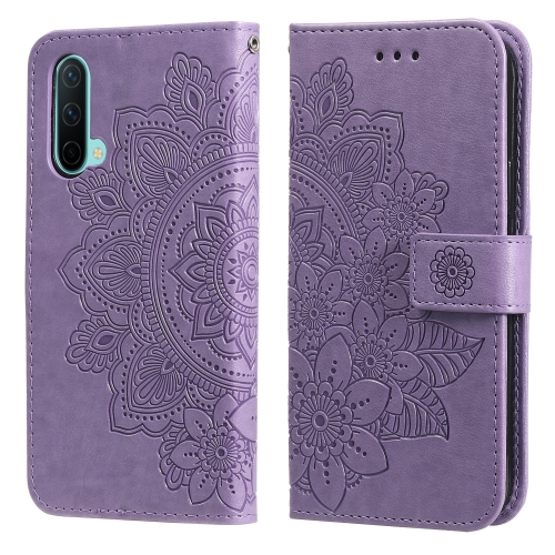 

For OnePlus Nord CE 5G 7-petal Flowers Embossing Pattern Horizontal Flip PU Leather Case with Holder & Card Slots & Wallet & Photo Frame(Light Purple)