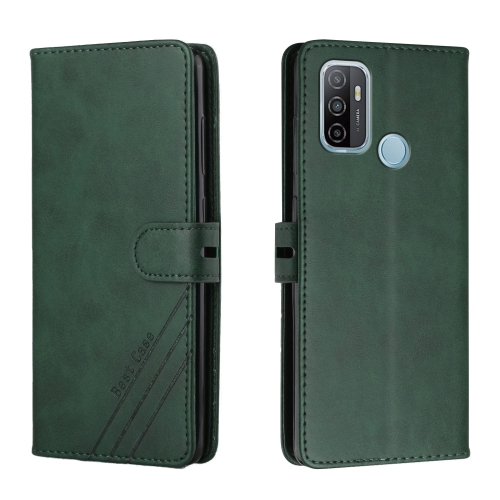 

For OPPO A53 / A53s Stitching Style 2-Color Cow Texture Horizontal Flip PU Leather Case with Holder & Card Slot & Lanyard(Green)