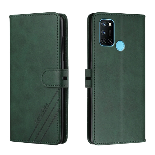 

For Realme 7i Stitching Style 2-Color Cow Texture Horizontal Flip PU Leather Case with Holder & Card Slot & Lanyard(Green)