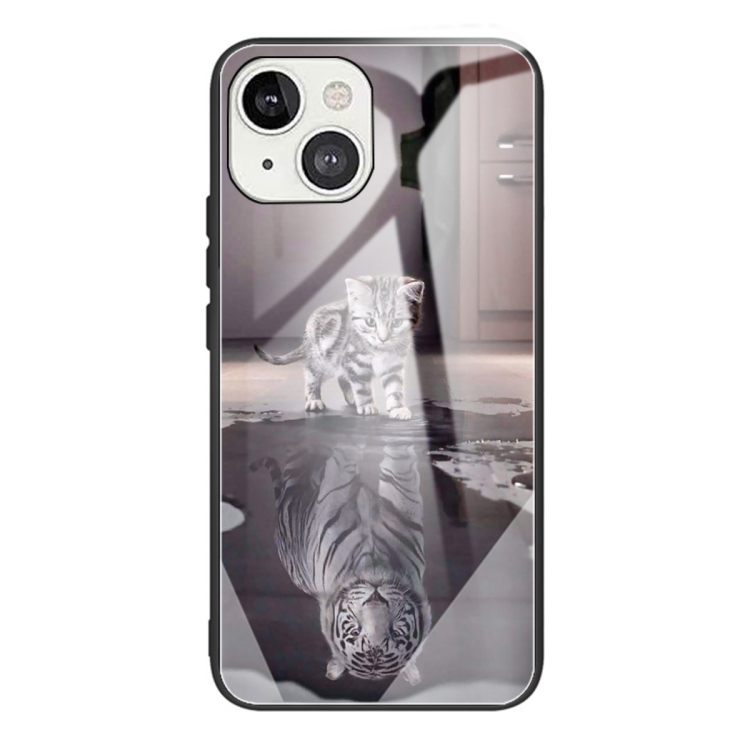 

Colorful Painted Glass Shockproof Protective Case For iPhone 13 Pro Max(Cat)