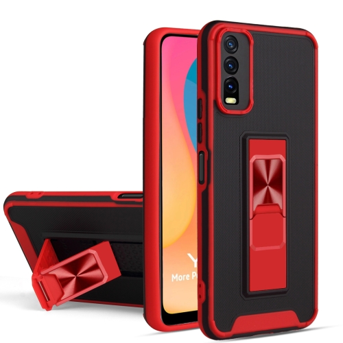 

For vivo Y20 Dual-color Skin Feel TPU + PC Magnetic Shockproof Case with Invisible Holder(Red)