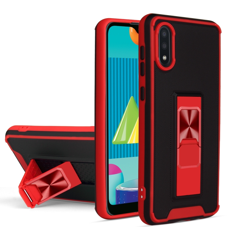 

For Samsung Galaxy A02 Dual-color Skin Feel TPU + PC Magnetic Shockproof Case with Invisible Holder(Red)