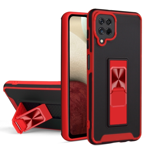 

For Samsung Galaxy A12 / M12 / F12 Dual-color Skin Feel TPU + PC Magnetic Shockproof Case with Invisible Holder(Red)