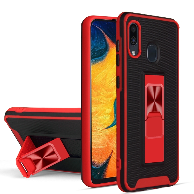 

For Samsung Galaxy A30 Dual-color Skin Feel TPU + PC Magnetic Shockproof Case with Invisible Holder(Red)