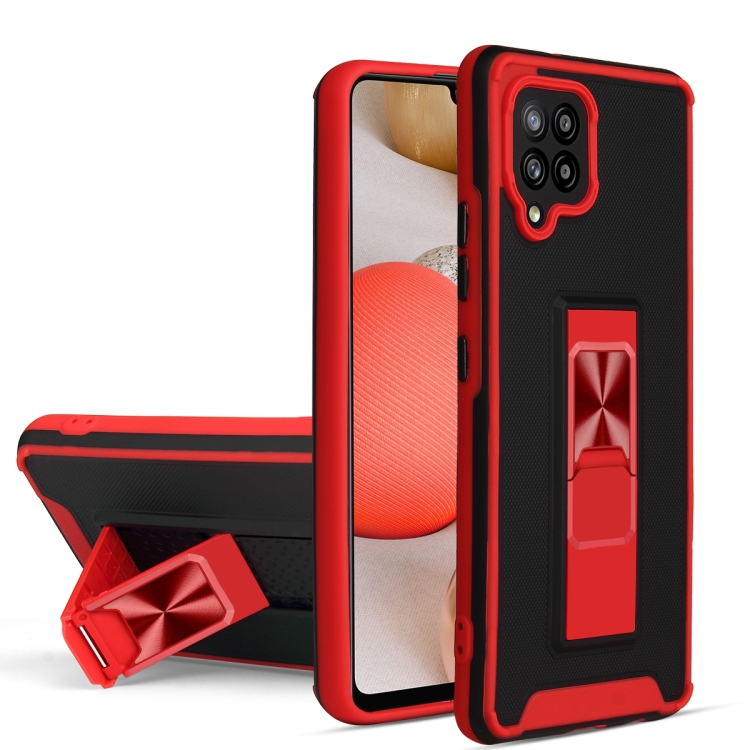 

For Samsung Galaxy A42 5G Dual-color Skin Feel TPU + PC Magnetic Shockproof Case with Invisible Holder(Red)