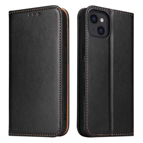 Fierre Shann PU Leather Texture Horizontal Flip Leather Case with Holder & Card Slots & Wallet For iPhone 13 mini(Black)