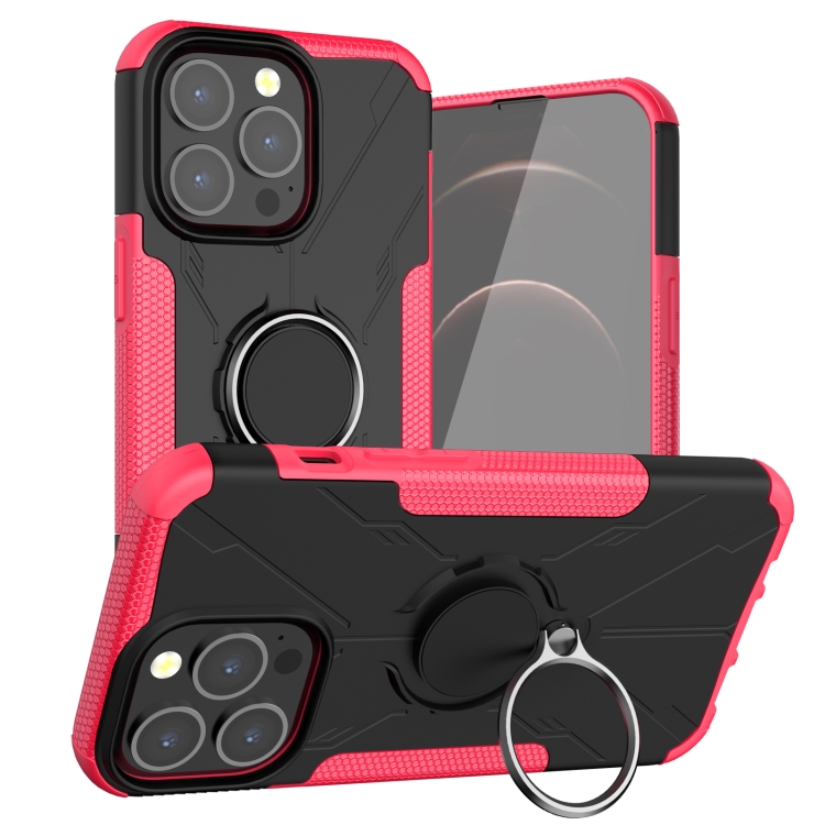 

Armor Bear Shockproof PC + TPU Protective Case with Ring Holder For iPhone 13 Pro Max(Rose Red)