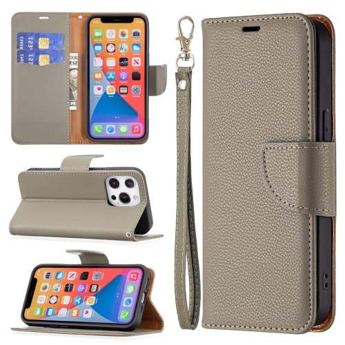 

Litchi Texture Pure Color Horizontal Flip Leather Case with Holder & Card Slots & Wallet & Lanyard For iPhone 13 Pro(Grey)