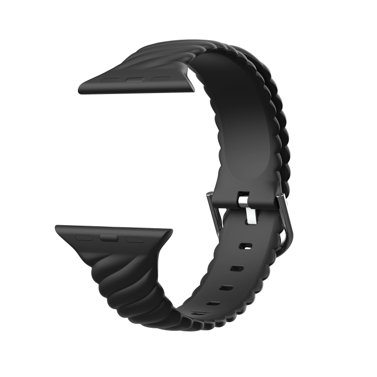

Solid Color Twist Silicone Watch Band For Apple Watch Series 9&8&7 41mm / SE 3&SE 2&6&SE&5&4 40mm / 3&2&1 38mm(Black)
