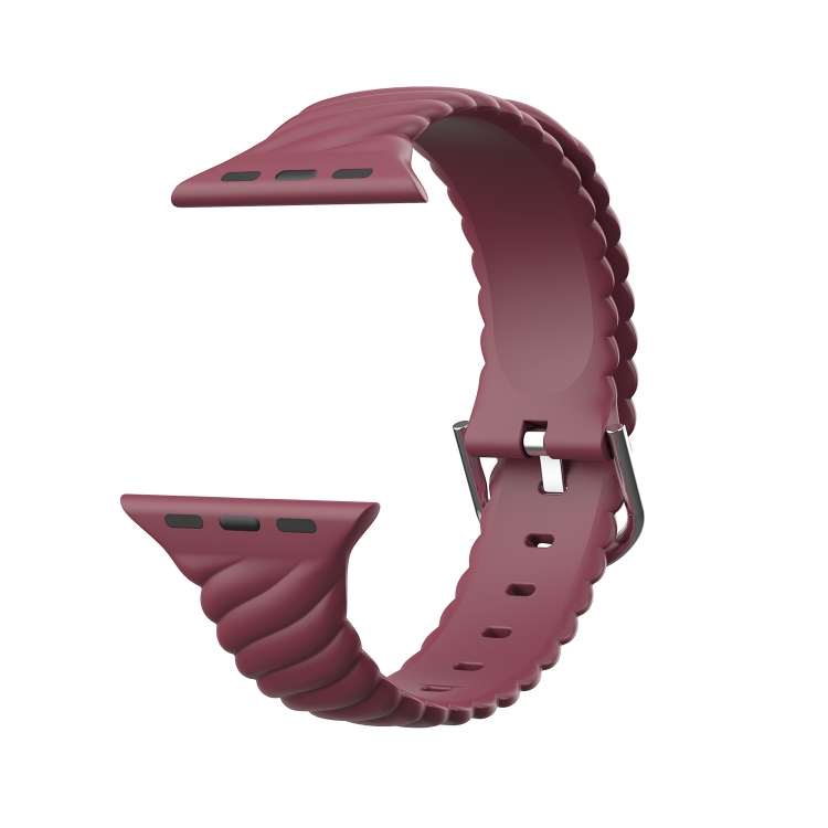 

Solid Color Twist Silicone Watch Band For Apple Watch Ultra 49mm&Watch Ultra 2 49mm / Series 9&8&7 45mm / SE 3&SE 2&6&SE&5&4 44mm / 3&2&1 42mm(Wine Red)