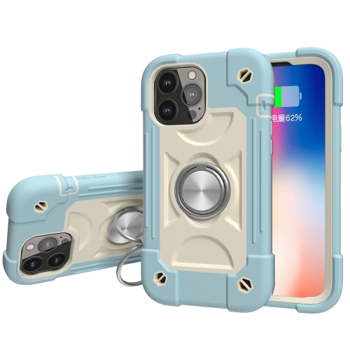 

Shockproof Silicone + PC Protective Case with Dual-Ring Holder For iPhone 13 Pro(Ice Blue)