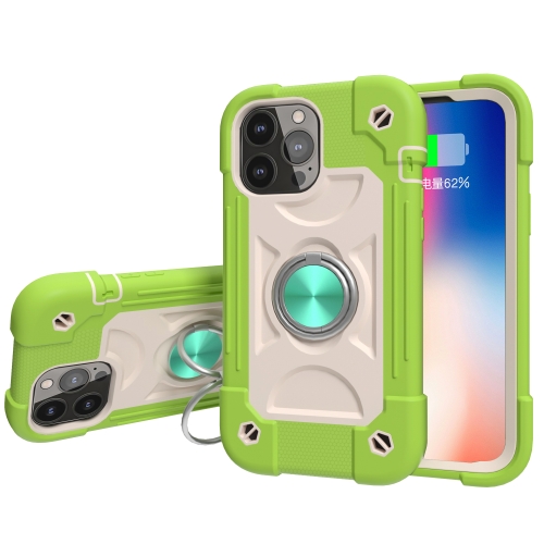 

Shockproof Silicone + PC Protective Case with Dual-Ring Holder For iPhone 13 Pro(Guava)