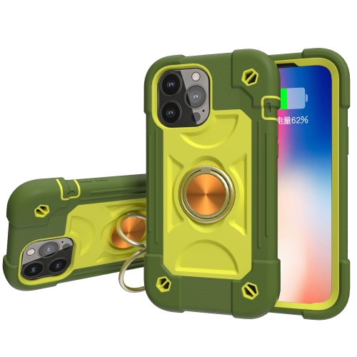 

Shockproof Silicone + PC Protective Case with Dual-Ring Holder For iPhone 13 Pro Max(Avocado)