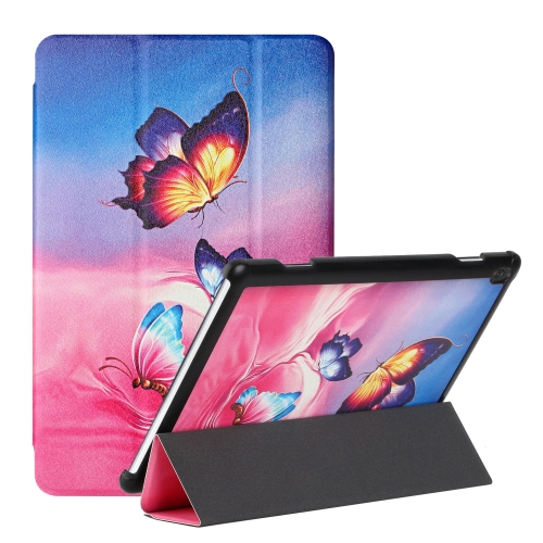 

For Lenovo Tab M10 TB-X505F/X605F Silk Texture Colored Drawing Pattern Horizontal Flip Magnetic PU Leather Case with Three-folding Holder(Galaxy Butterfly)