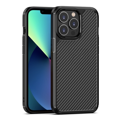 

Pioneer Carbon Fiber Texture Shockproof TPU + PC Case For iPhone 13 mini(Black)