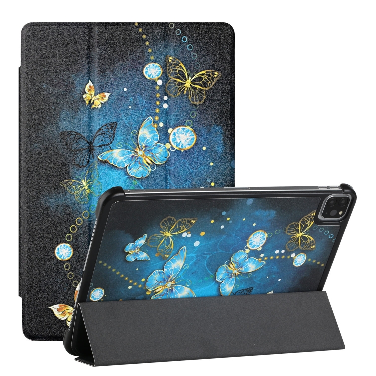 

Silk Texture Colored Drawing Pattern Horizontal Flip Magnetic PU Leather Tablet Case with Three-folding Holder & Sleep / Wake-up Function For iPad Pro 11 (2018/2020/2021)(Diamond Butterfly)