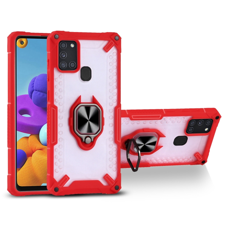 

Matte TPU + PC Magnetic Shockproof Case with Ring Holder For Samsung Galaxy A21s(Red)