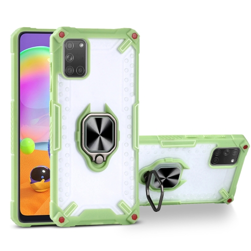 Matte TPU + PC Magnetic Shockproof Case with Ring Holder For Samsung Galaxy A31(Grass Green)