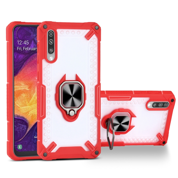 

Matte TPU + PC Magnetic Shockproof Case with Ring Holder For Samsung Galaxy A50(Red)
