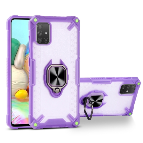 Matte TPU + PC Magnetic Shockproof Case with Ring Holder For Samsung Galaxy A71(Purple)