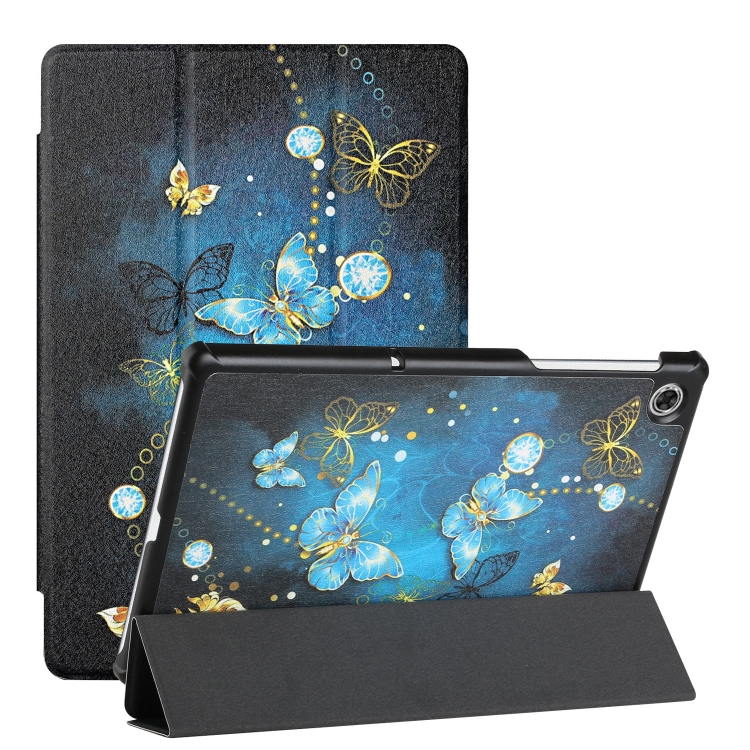 

For Lenovo Tab M10 FHD Plus(2nd) Silk Texture Colored Drawing Pattern Horizontal Flip Magnetic PU Leather Case with Three-folding Holder (Diamond Butterfly)