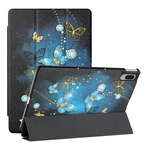 

For Lenovo Tab P11 Pro Silk Texture Colored Drawing Pattern Horizontal Flip Magnetic PU Leather Case with Three-folding Holder & Sleep / Wake-up Function(Diamond Butterfly)