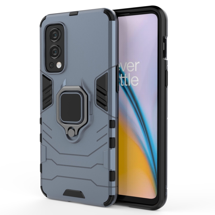 

For OnePlus Nord 2 5G PC + TPU Shockproof Protective Case with Magnetic Ring Holder(Navy Blue)