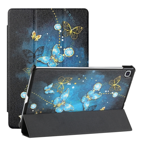 

For Samsung Galaxy Tab S6 Lite(SM-P610/T615) Silk Texture Colored Drawing Pattern Horizontal Flip Magnetic PU Leather Case with Three-folding Holder & Sleep / Wake-up Function(Diamond Butterfly)
