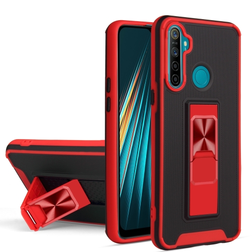 

For OPPO Realme 5 / C3 / 6i Dual-color Skin Feel TPU + PC Magnetic Shockproof Case with Invisible Holder(Red)