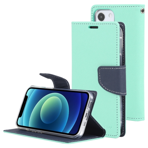 GOOSPERY FANCY DIARY Cross Pattern Horizontal Flip Leather Case with Holder & Card Slots & Wallet For iPhone 13 mini(Mint Green)