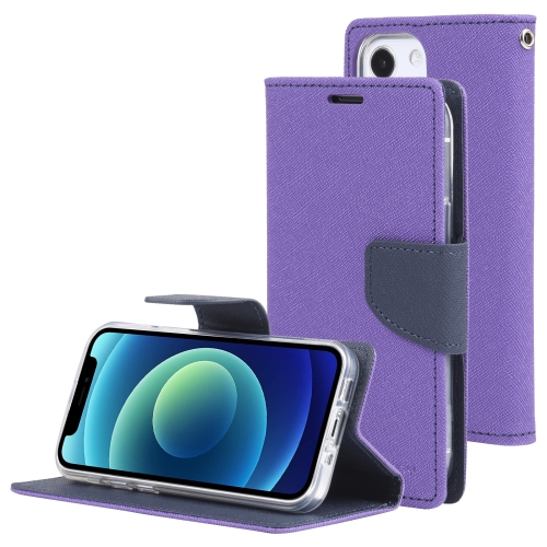 GOOSPERY FANCY DIARY Cross Pattern Horizontal Flip Leather Case with Holder & Card Slots & Wallet For iPhone 13 mini(Purple)