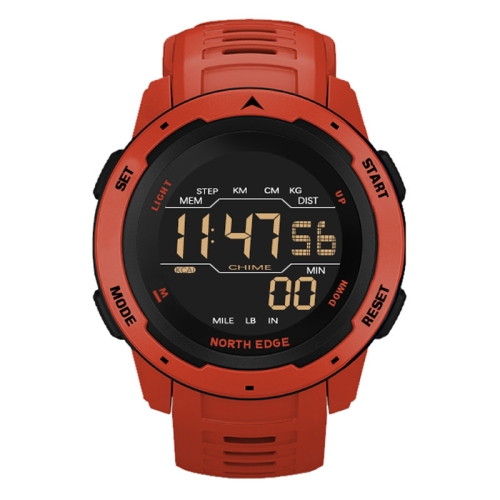 

NORTH EDGE Mars Men Luminous Digital Waterproof Smart Sports Watch, Support Alarm Clock & Countdown & Sports Mode(Red)