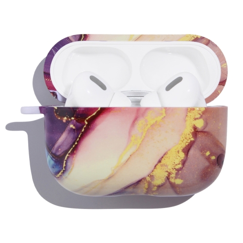 

Marble Anti-fall Wireless Earphone PC Protective Case For AirPods Pro(Purple Gold)