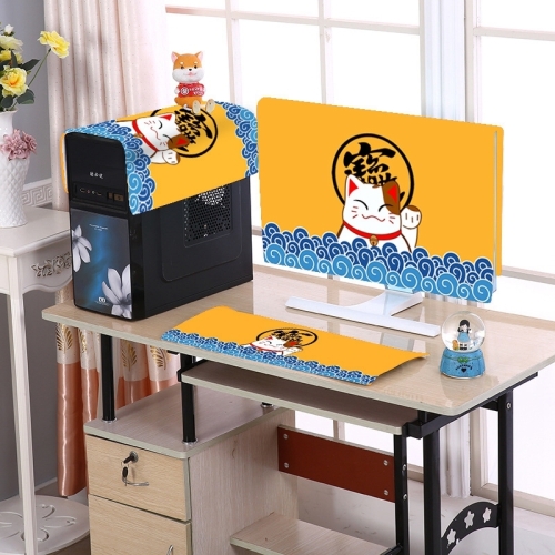 Desktop Computer LCD Monitor Cloth Dust-proof Cover, Size:27 inch(Yellow Cat)