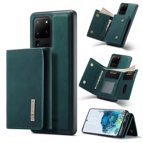 

For Samsung Galaxy S20 Ultra DG.MING M1 Series 3-Fold Multi Card Wallet + Magnetic Back Cover Shockproof Case with Holder Function(Green)