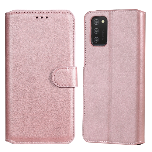 

For Samsung Galaxy A03s 166mm Classic Calf Texture PU + TPU Horizontal Flip Leather Case with Holder & Card Slots & Wallet(Rose Gold)