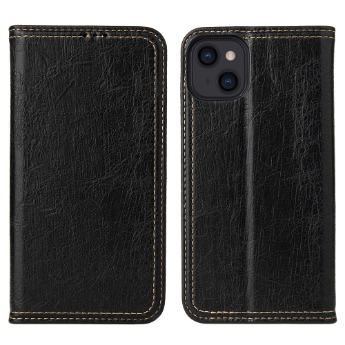 Fierre Shann Retro Tree Bark Texture PU Magnetic Horizontal Flip Leather Case with Holder & Card Slots & Wallet For iPhone 13 mini(Black)