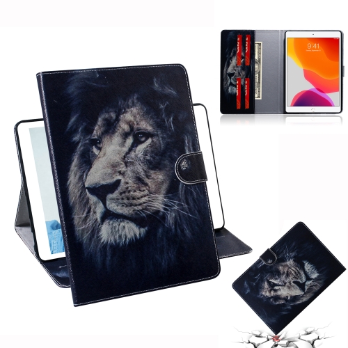 

For iPad 10.2 / 10.5 / Air 2019 3D Colored Drawing Horizontal Flip Leather Case with Holder & Card Slots & Wallet(Lion)