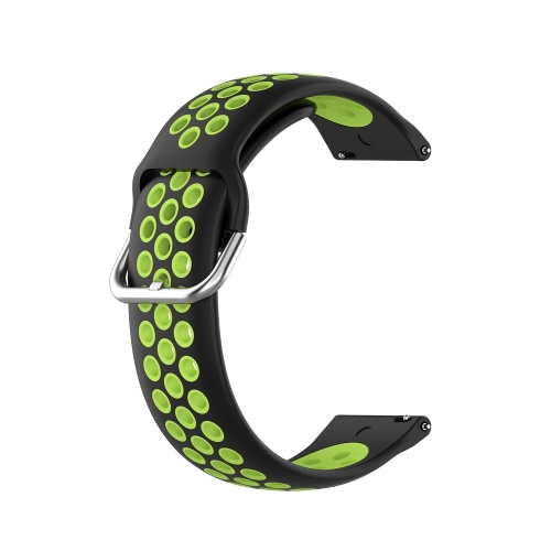 For Samsung Galaxy Watch4 Classic 46mm Two-color Silicone Replacement Strap Watchband(Black Lime Green)