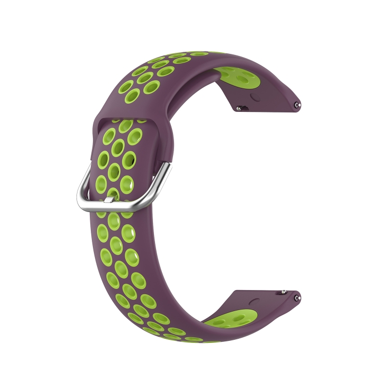 

For Samsung Galaxy Watch4 Classic 46mm Two-color Silicone Watch Band(Purple Lime Green)