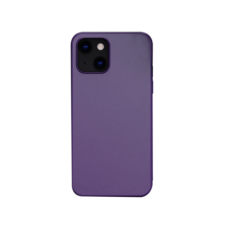 

For iPhone 13 Pro Max Plain Skin Leather Phone Case (Purple)