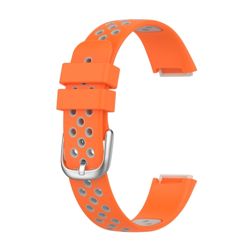 

For Fitbit Luxe Two-color Silicone Watch Band(Orange Grey)