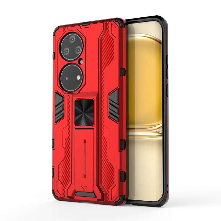 

For Huawei P50 Pro Supersonic PC + TPU Shock-proof Protective Case with Holder(Red)
