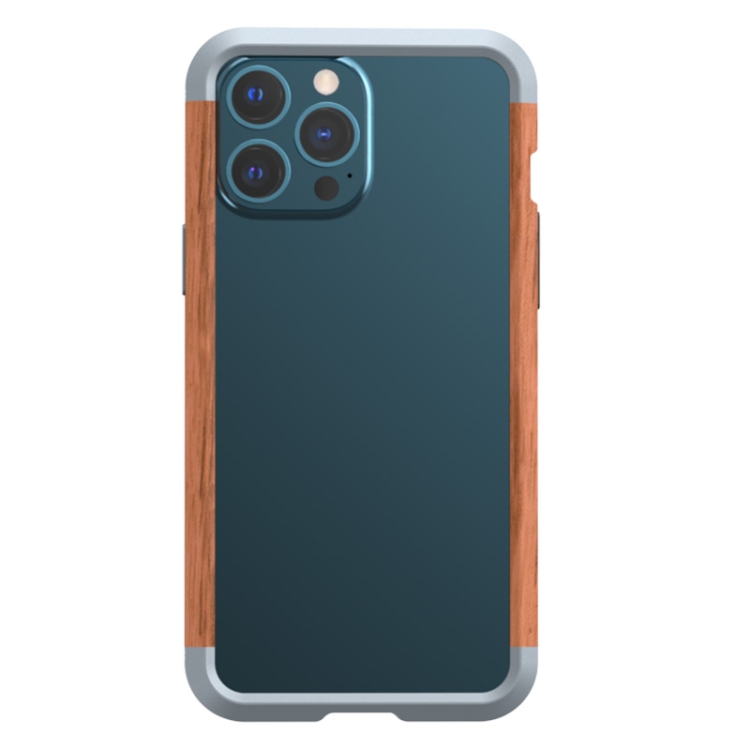 

R-JUST Shockproof Iron + Wood Bumper Protective Case For iPhone 13 mini