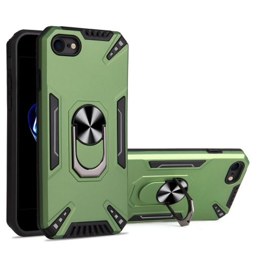 

PC + TPU Protective Case with 360 Degrees Rotatable Ring Holder For iPhone SE 2022 / SE 2020 & 8 & 7(Dark Green)