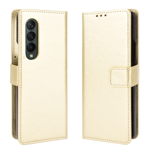 For Samsung Galaxy Z Fold3 5G Crazy Horse Texture Horizontal Flip Leather Case with Holder & Card Slots & Lanyard(Gold)