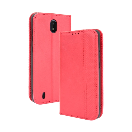 

For Nokia C01 Plus Magnetic Buckle Retro Crazy Horse Texture Horizontal Flip Leather Case with Holder & Card Slots & Photo Frame(Red)