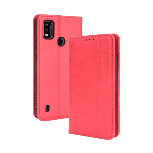 

For ZTE Blade A51 Magnetic Buckle Retro Crazy Horse Texture Horizontal Flip Leather Case with Holder & Card Slots & Photo Frame(Red)