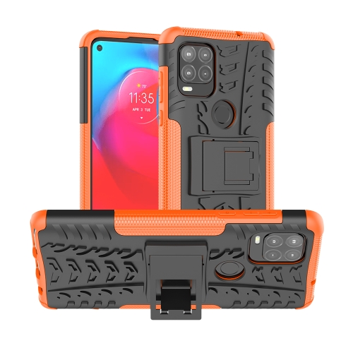 

For Motorola Moto G Stylus 5G Tire Texture Shockproof TPU+PC Protective Case with Holder(Orange)